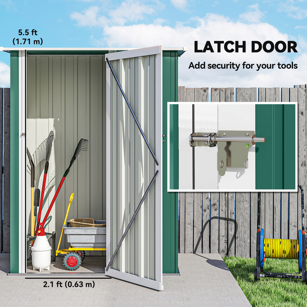 Outsunny 4.6 x 3ft Green Metal Pent Garden Shed Image 6