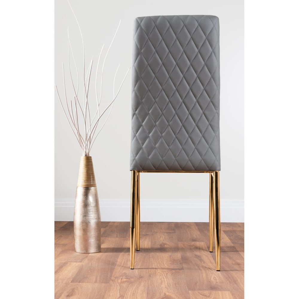 Furniturebox Valera Set of 4 Grey and Gold Faux Leather Dining Chair Image 4