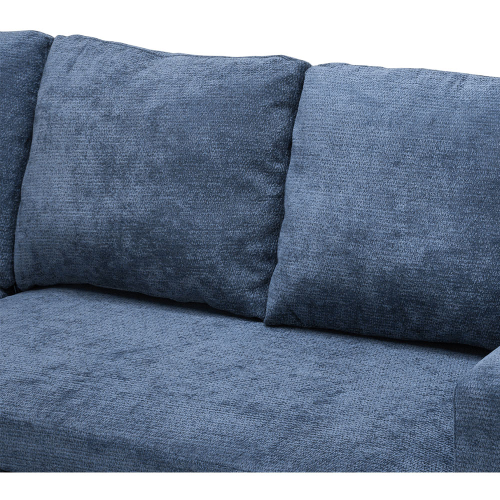 Living and Home 3 Seater Blue Chenille L-Shaped Sofa Bed with Storage Chaise Image 4