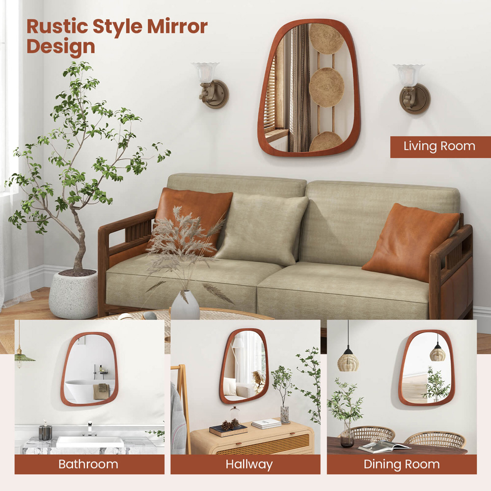 Costway Natural Asymmetrical Irregular Wall Mirror 68 x 53cm Image 8