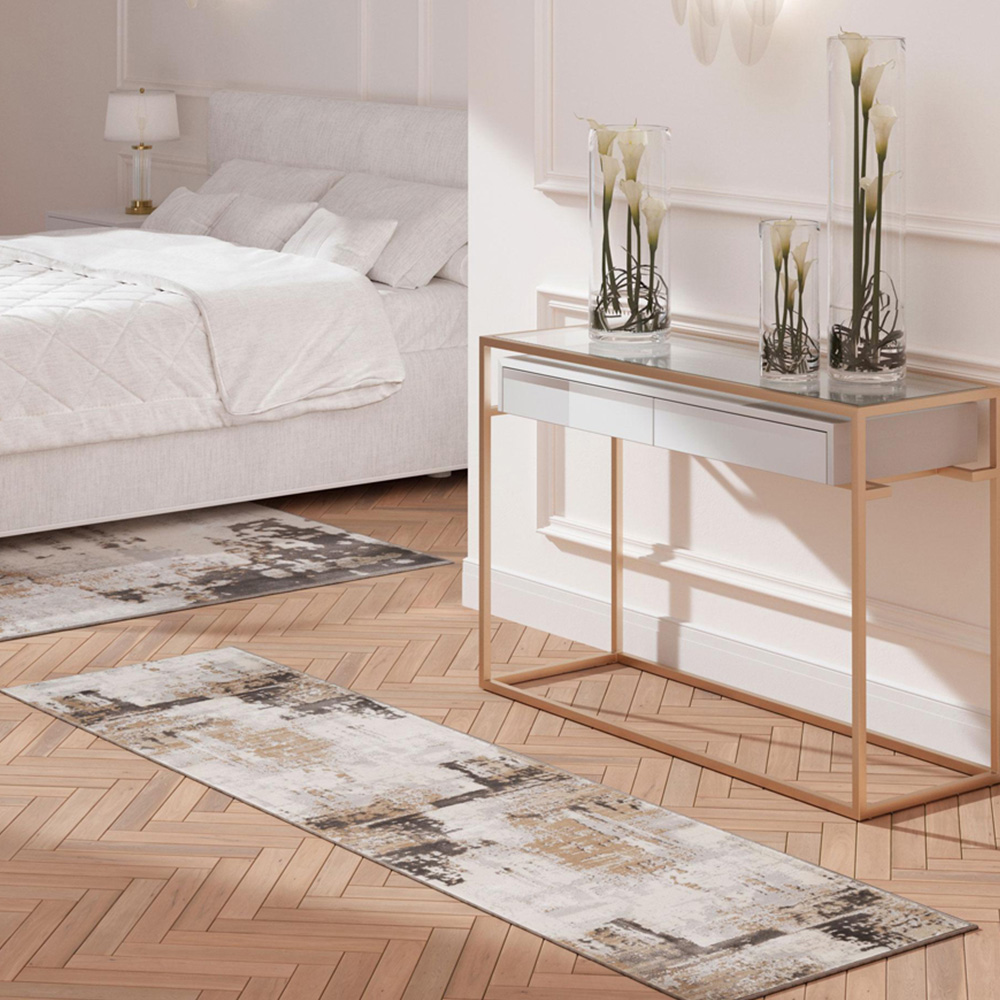 Kukoon Hatton Grace Beige Distressed Rug 60 x 240cm Image 1