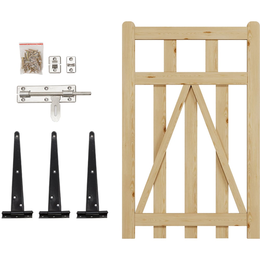 Outdoor Triangular Support Wooden Nature Garden Fence Door, 120 x 76 x 2.5cm Image 5