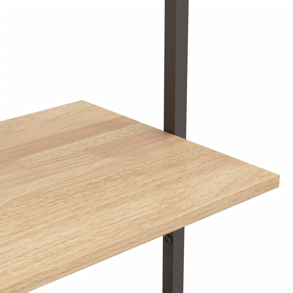 vidaXL 4-Tier Light Brown and Black Leaning Shelf Image 6