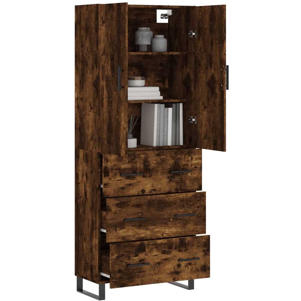 vidaXL 2 Door 3 Drawer Smoked Oak Highboard Image 3