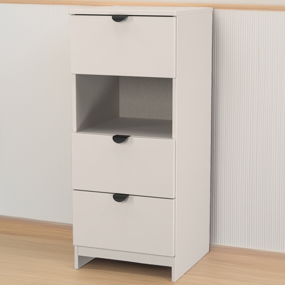 Crowndale Bora 3 Drawer Single Shelf Kashmir Matt Bedside Cabinet Image 1