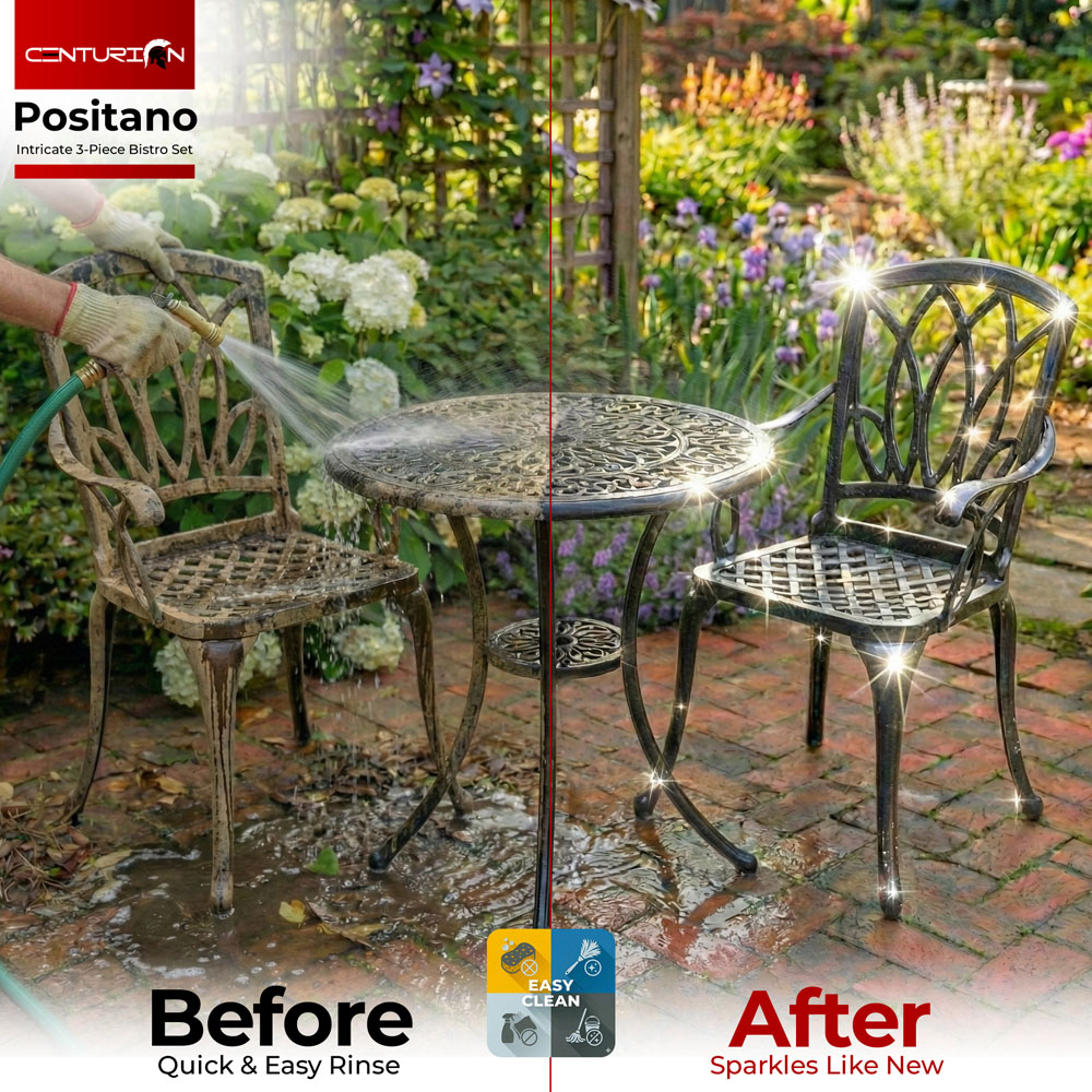 Centurion Supports Positano 2 Seater Black Aluminium Bistro Set with Table Image 7