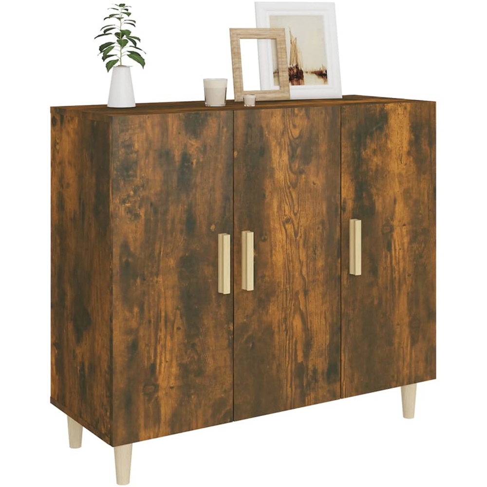 vidaXL 3 Door Smoked Oak Sideboard Image 7