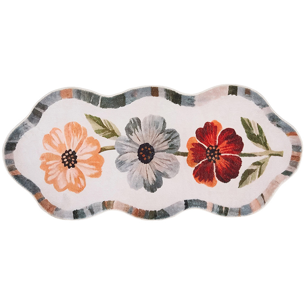 Living and Home Multicolour Irregular Floral Non-Slip Runner Rug 110 x 50cm Image 1