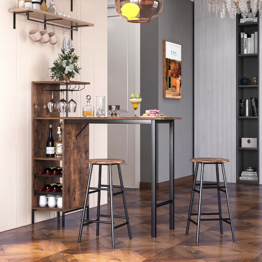 Costway 2 Seater Counter Height Dining Set Dark Brown Image 3