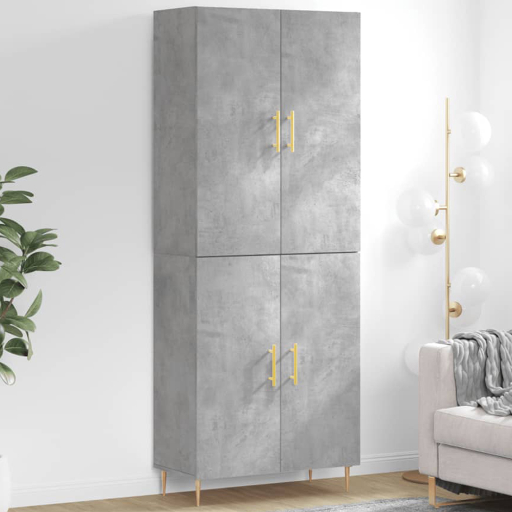 vidaXL 4 Door Concrete Grey Wooden Cabinet Image 1