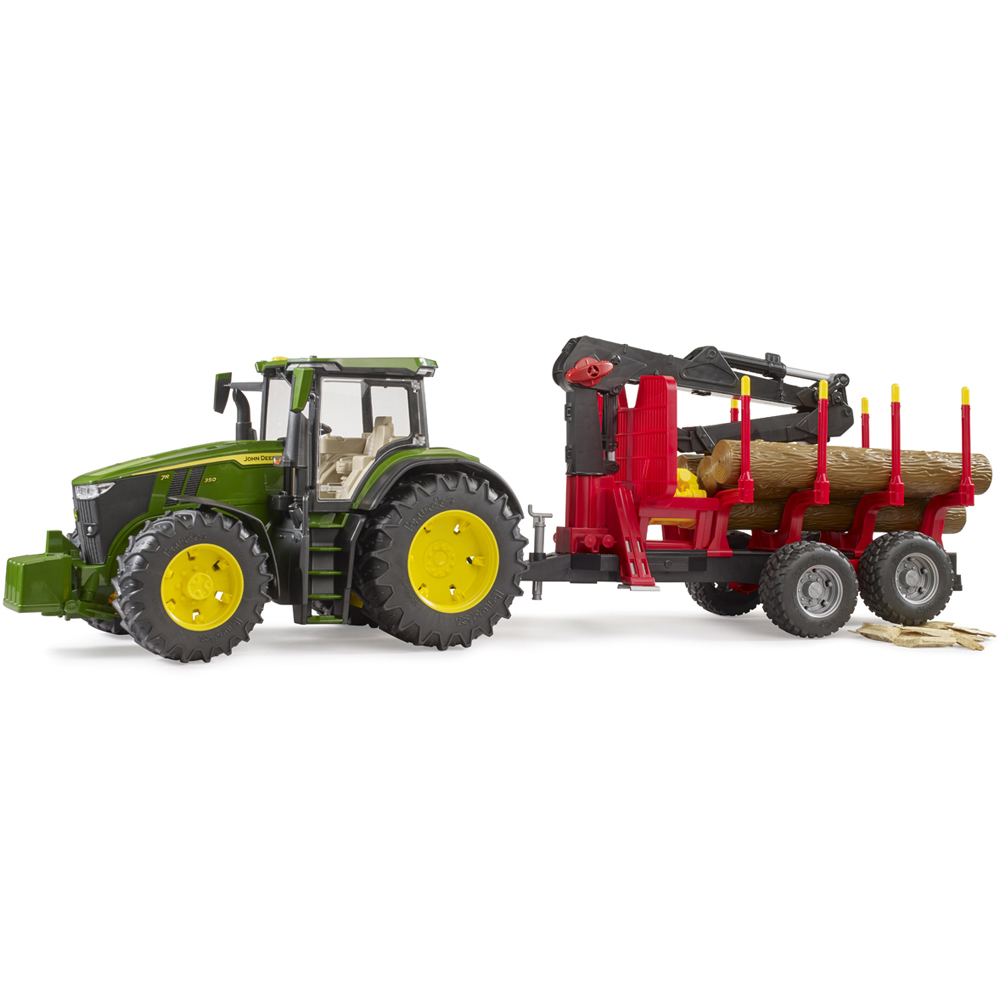 Bruder John Deere 7R 350 Tractor with Forestry Trailer and 4 Trunks Image 9