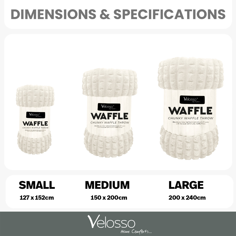 Velosso Ivory Waffle Plush Throw 127 x 152cm Image 4