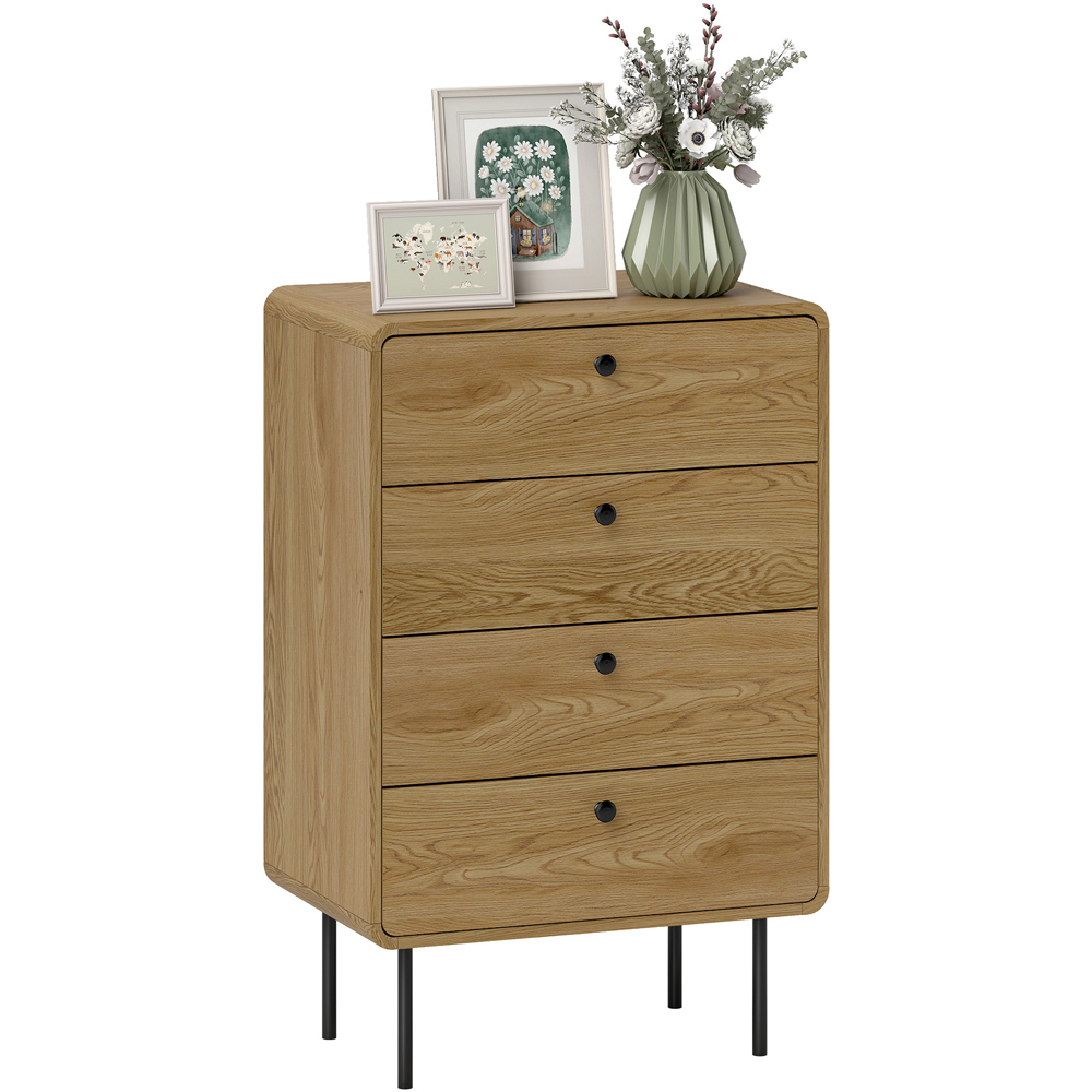 Portland 4 Drawer Oak Chest of Drawers Image 2