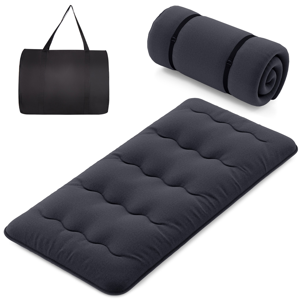 Costway Compact Double Black Japanese Futon Floor Mattress with Bag Image 1