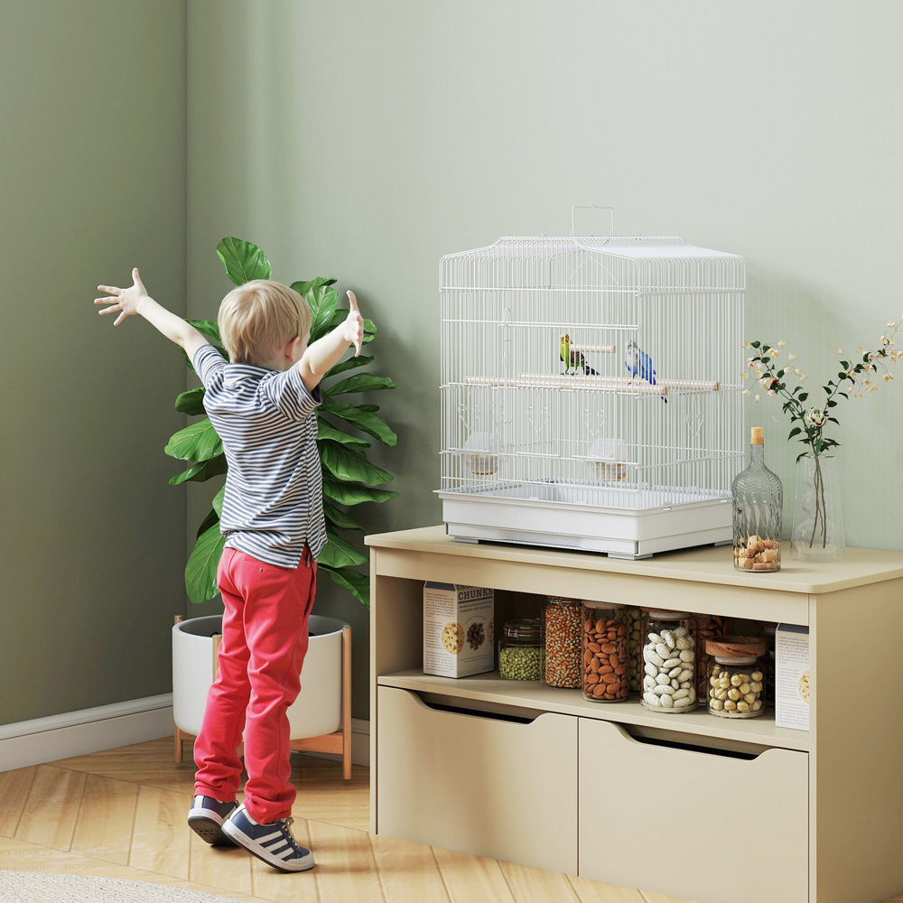 PawHut White Large Bird Cage 59 x 36 x 47cm Image 4
