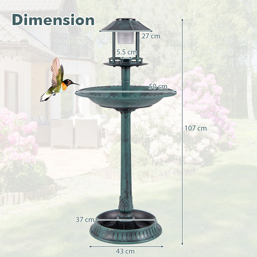 Costway Bronze Outdoor Solar Lighted Birdbath Image 9