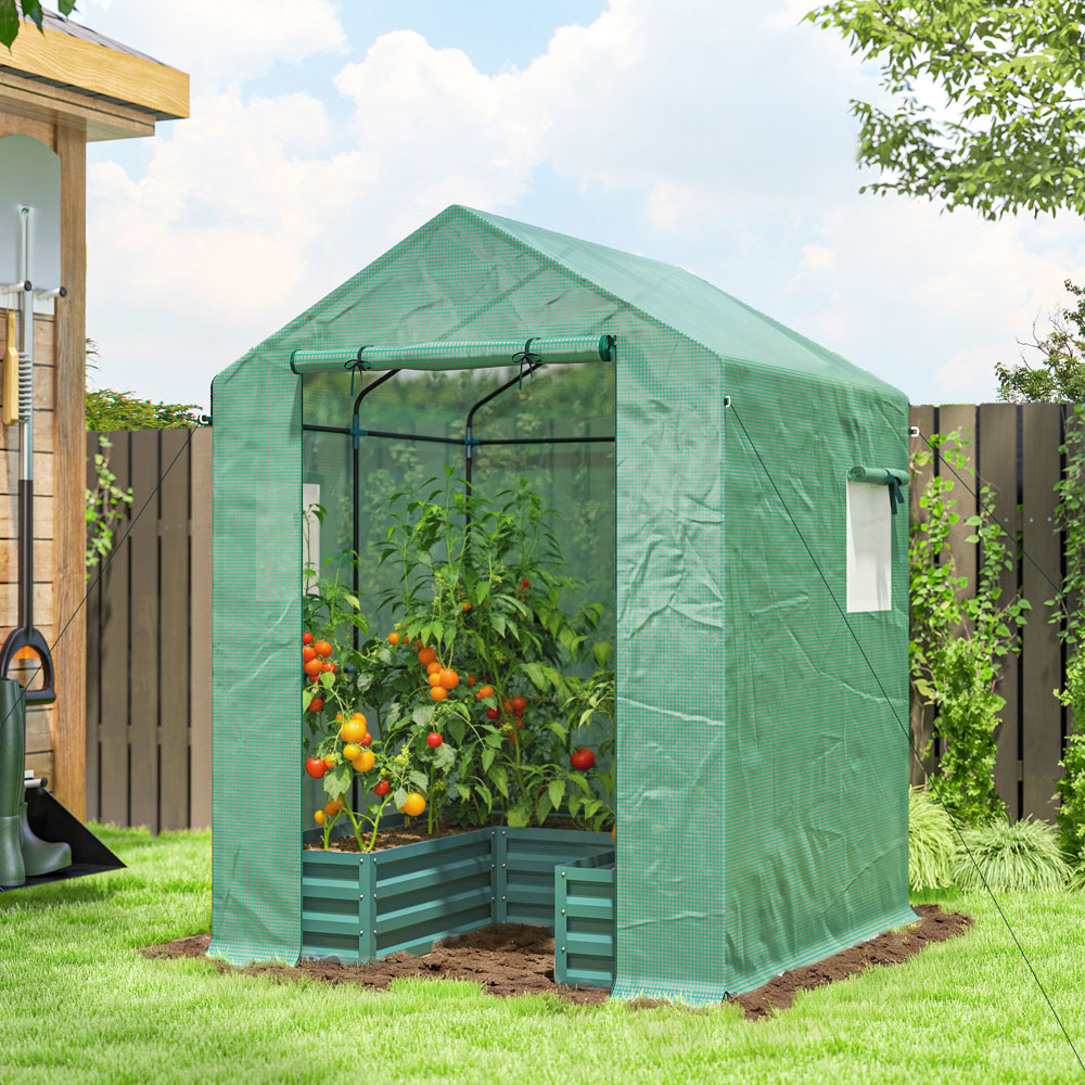 Outsunny Green 6.5 x 2.4ft Mini Greenhouse with Roll Up Door Image 2