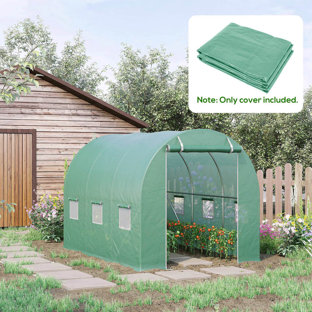 Outsunny Green 10 x 10ft Replacement Greenhouse Cover Image 2