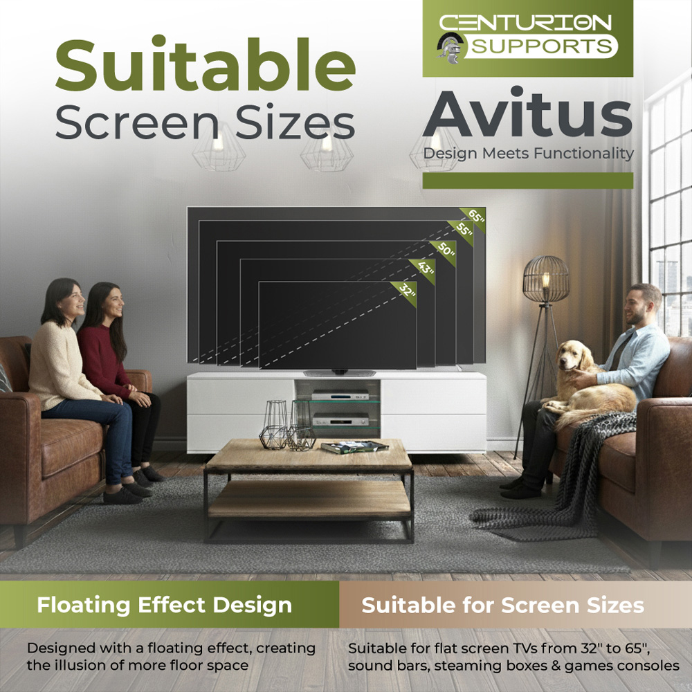 Centurion Supports Avitus 4 Drawer 3 Shelf Premium High Gloss White TV Unit Image 8