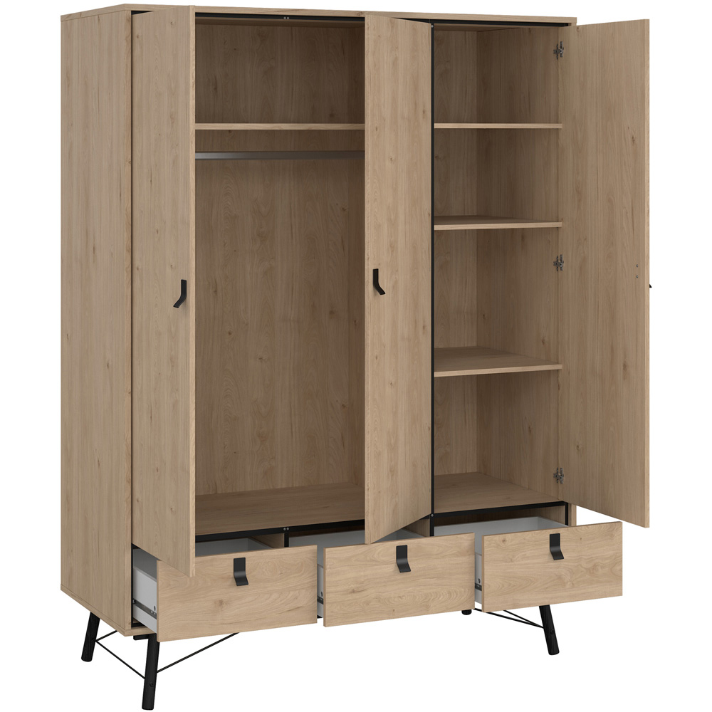 Florence Ry 3 Door 3 Drawer Jackson Hickory Oak Wardrobe Image 4