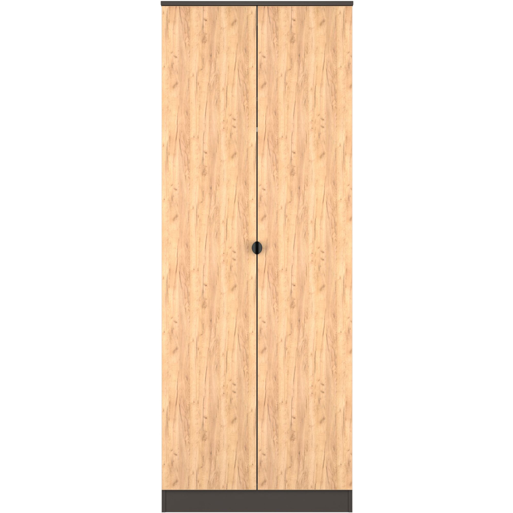 Crowndale Bora 2 Door Gold Oak and Graphite Tall Double Wardrobe Image 2