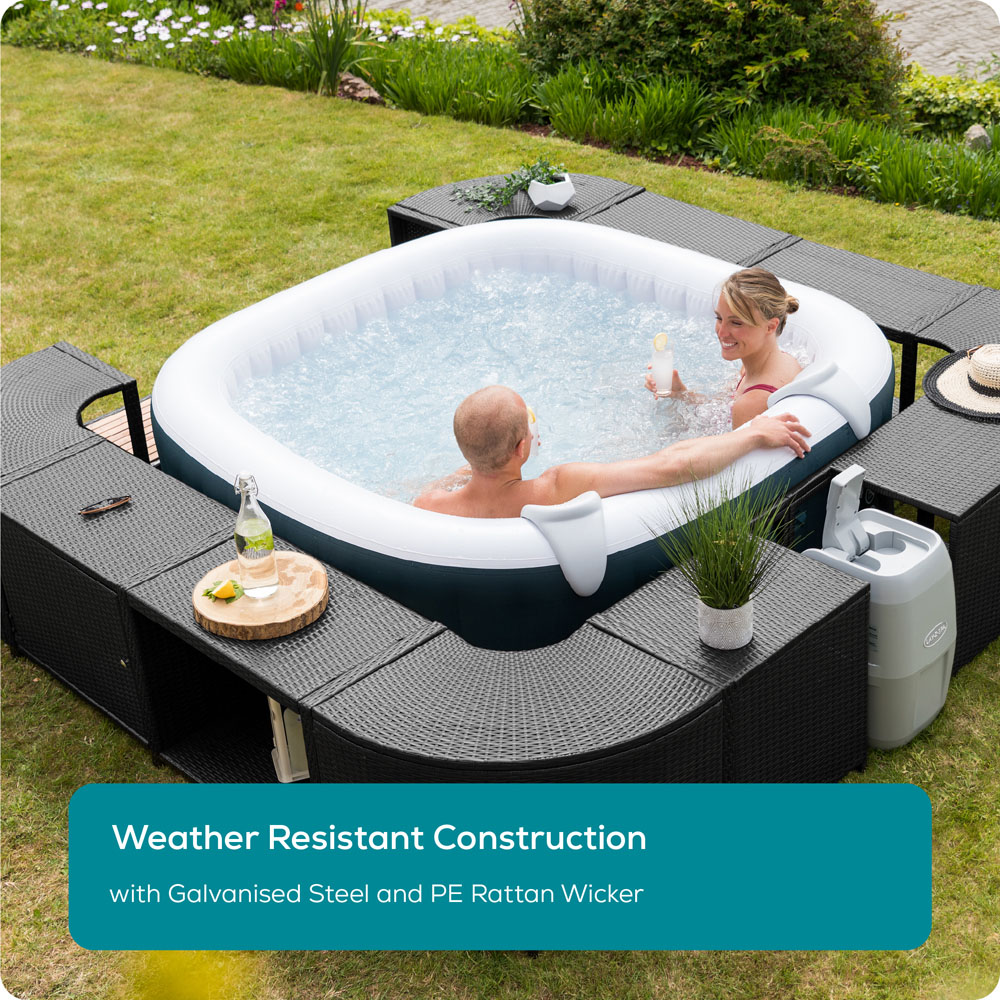 Lay-Z-Spa 2 Door 2 Shelf Black Square Rattan Spa Surround 188cm Image 7