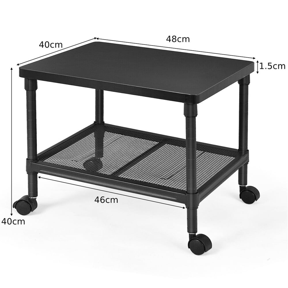 Costway 2 Shelf Black Mobile Printer Stand Image 9