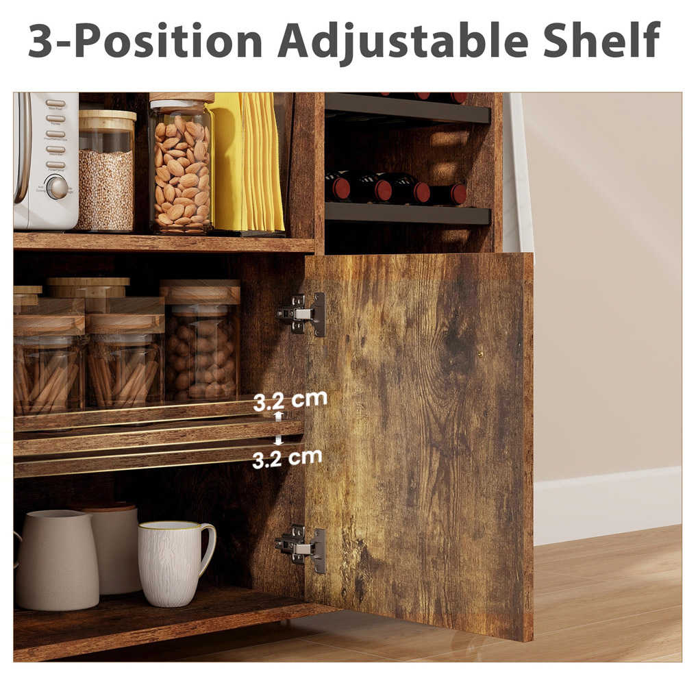 Costway 2 Door Single Drawer Rustic Brown Mobile Drop Leaf Kitchen Island Cart with Wine Rack Image 8
