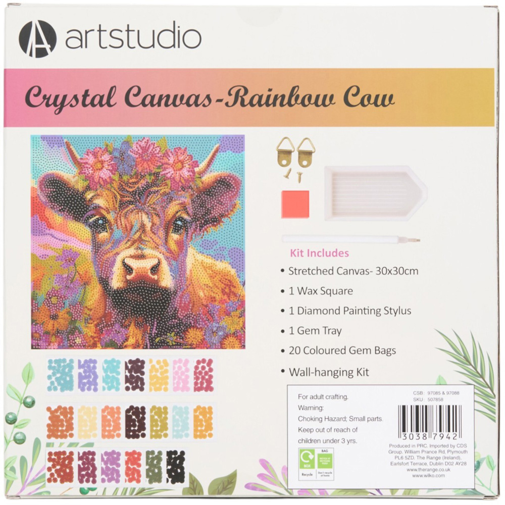 Rainbow Cow or Rainbow Pig Crystal Canvas Kit Image 3