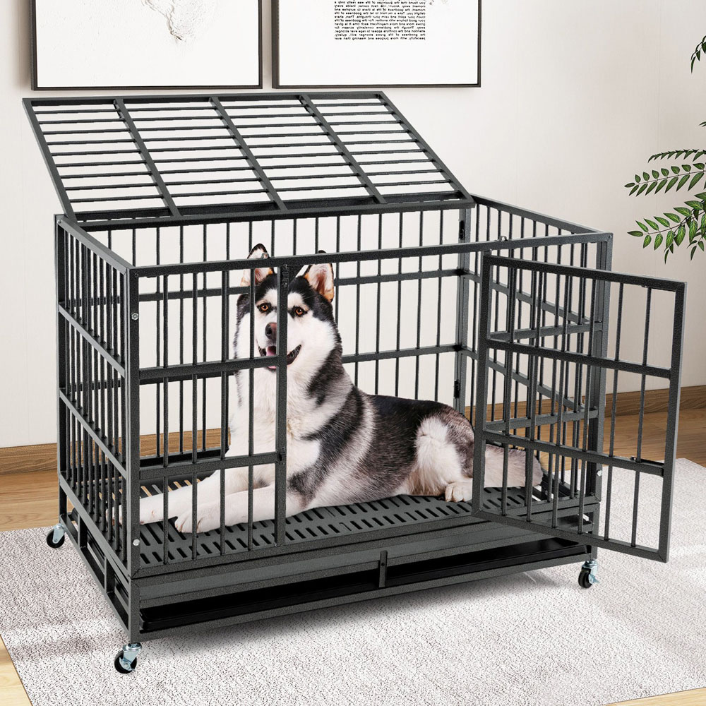 Costway Large 2 Door Foldable Metal Dog Cage 120cm Image 4
