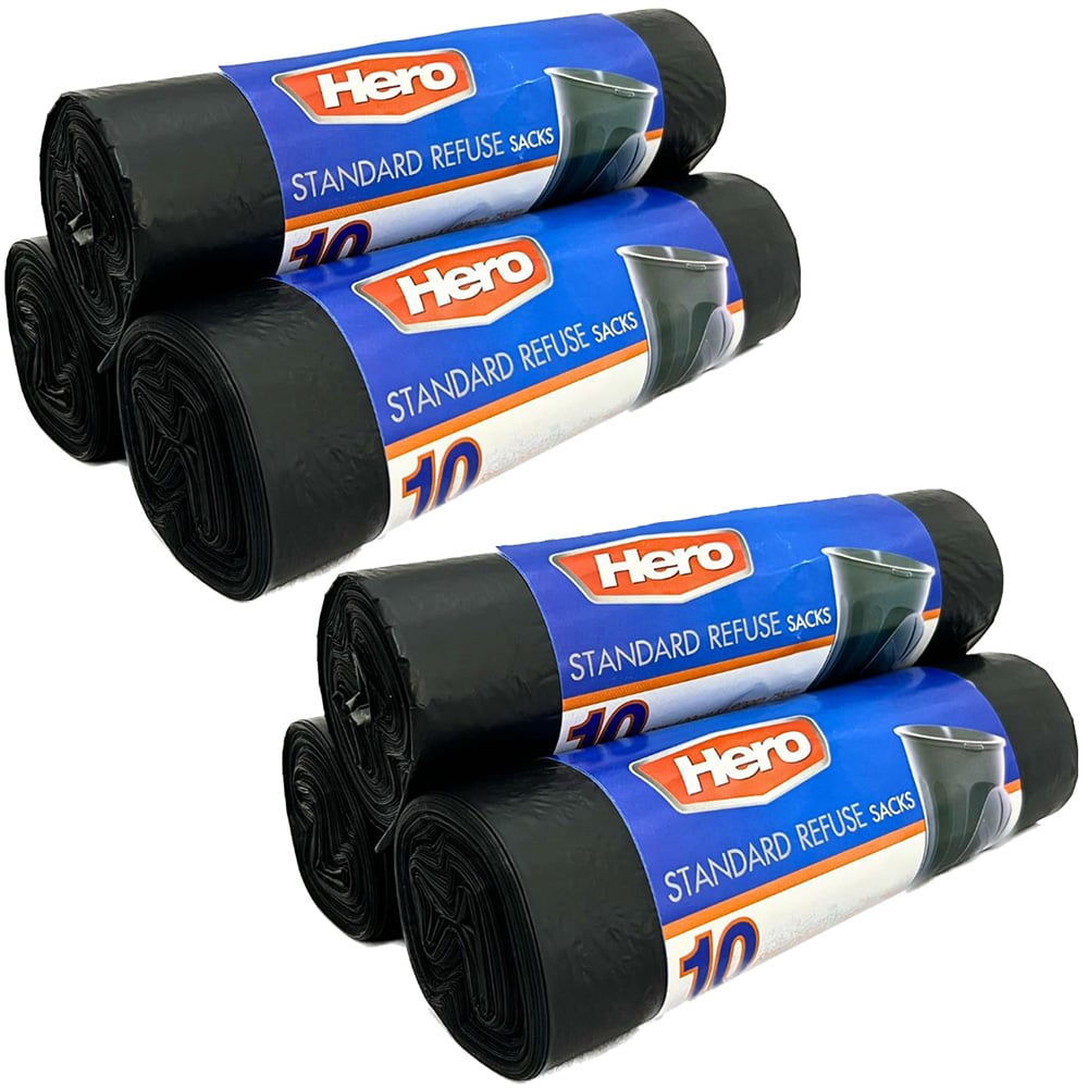 Hero Refuse Bin Bags Black 50L 60 Pack Image 1