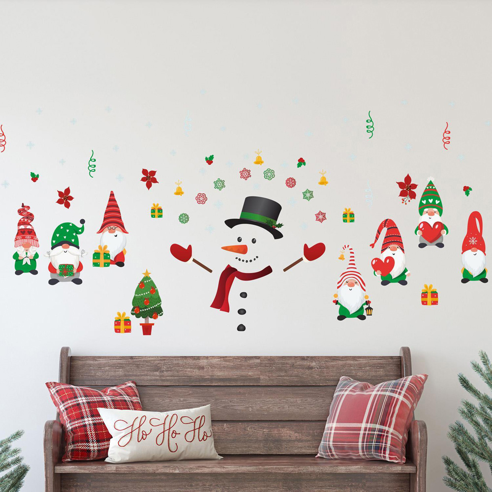 Walplus Cute Gnomes and Snowman Self Adhesive Christmas Wall Stickers 84 Piece Image 3