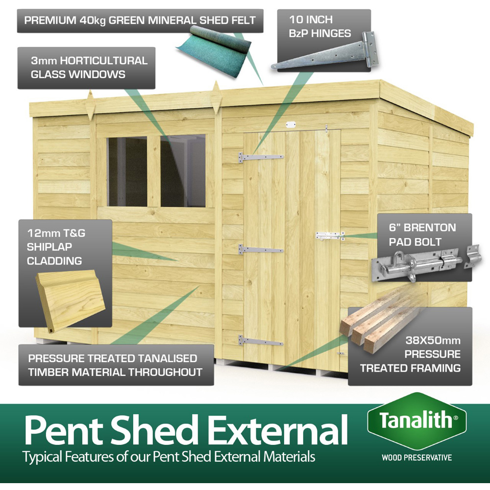 DIY Sheds 19 x 6ft Tongue and Groove Timber Pent Security Garden Shed Image 8