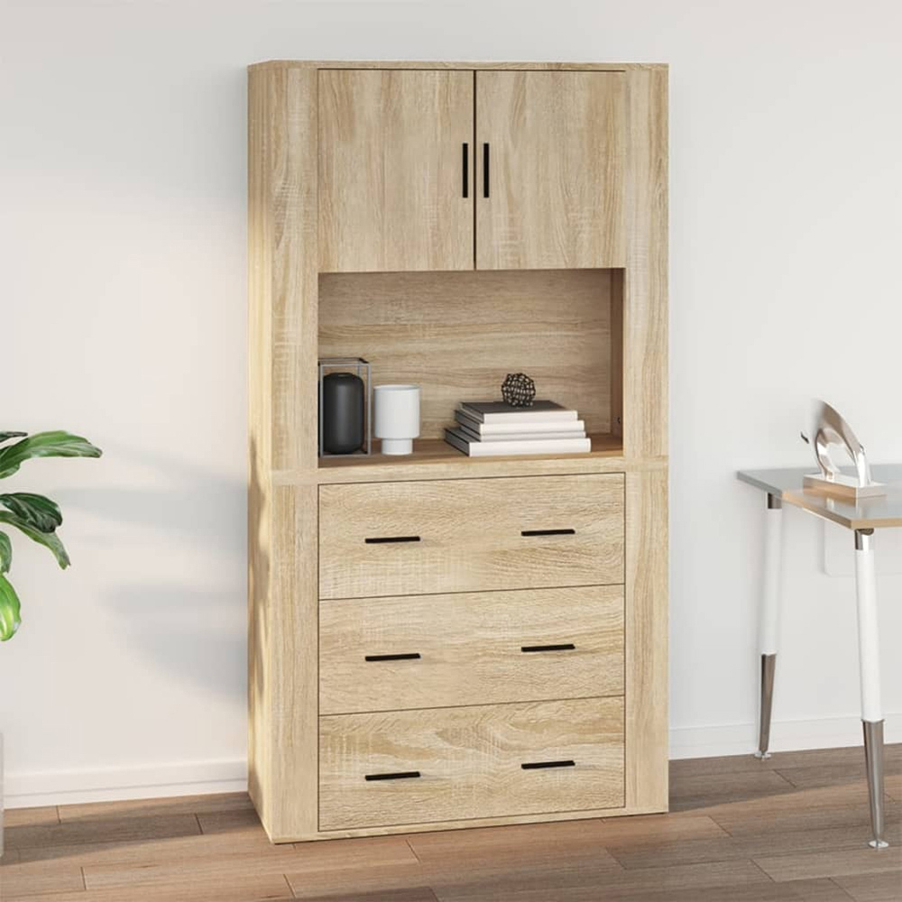 vidaXL 2 Door Single Shelf Sonoma Oak Wall Cabinet Image 7