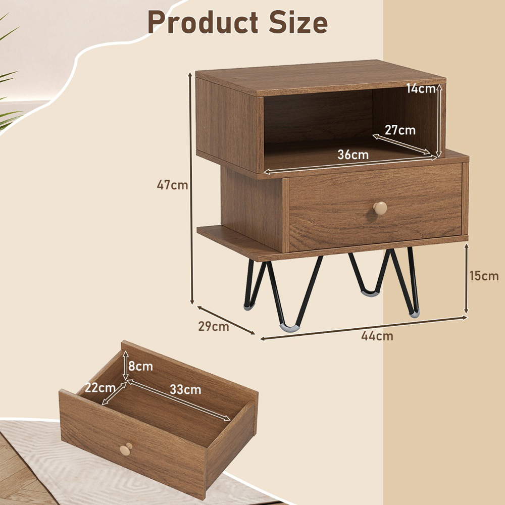 Costway Mid Century Natural End Table Set of 2 Image 7