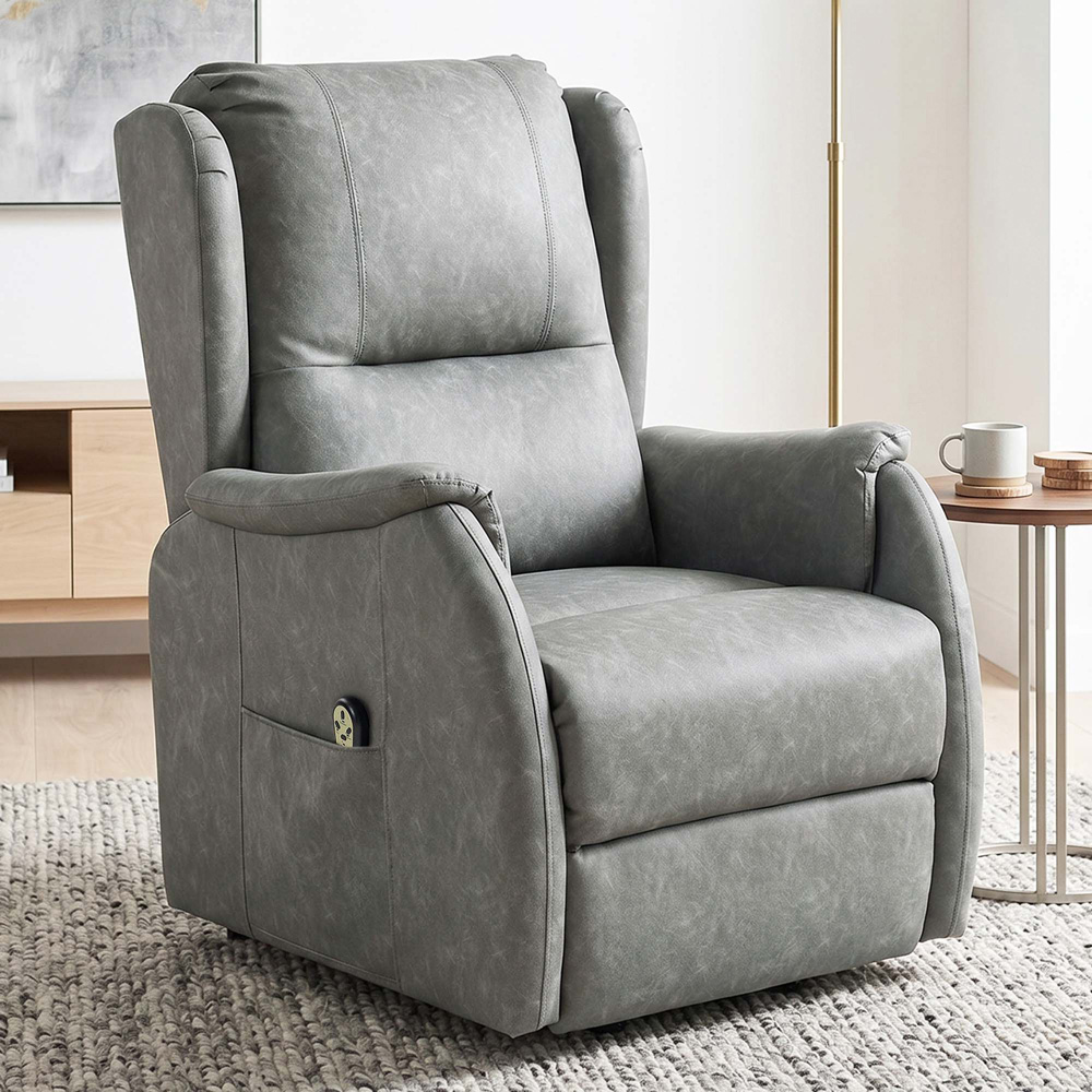 HOMCOM Grey Power Lift Dual Motor Recliner Chair Image 1