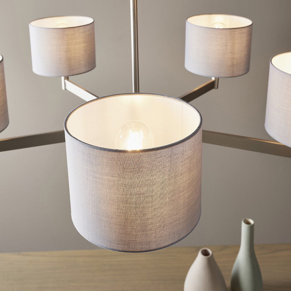 Merano Cortino Grey and Matt Nickel 5 Light Ceiling Pendant Light Image 7