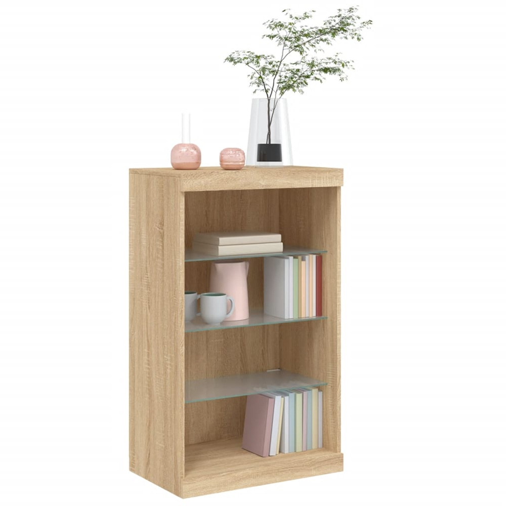 vidaXL 4 Shelf Sonoma Oak LED Sideboard Image 4