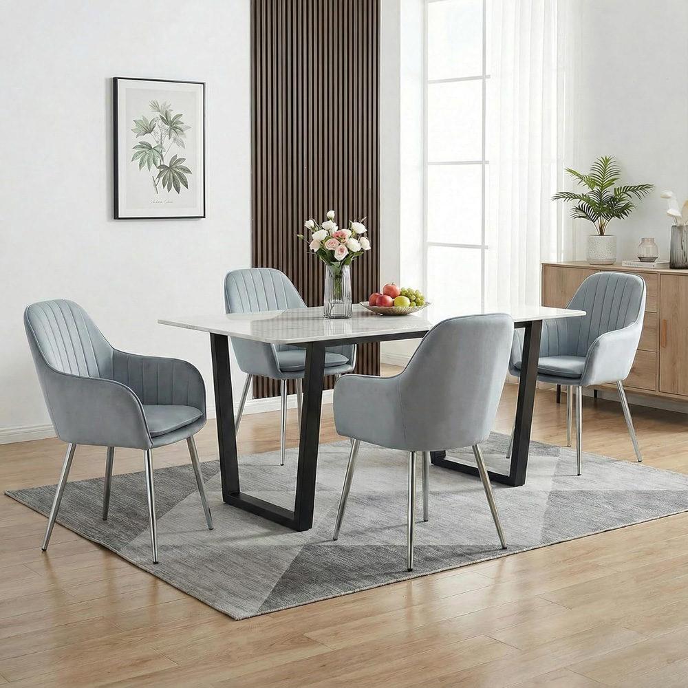 Alivio Set of 2 Grey Velvet Upholstered Dining Chairs Image 7