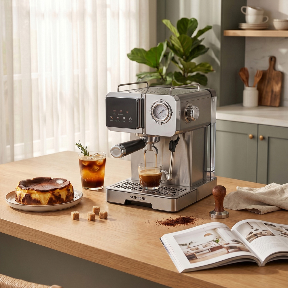 Living and Home EK110023 1.5L Espresso Machine with Pressure Gauge 350W Image 2