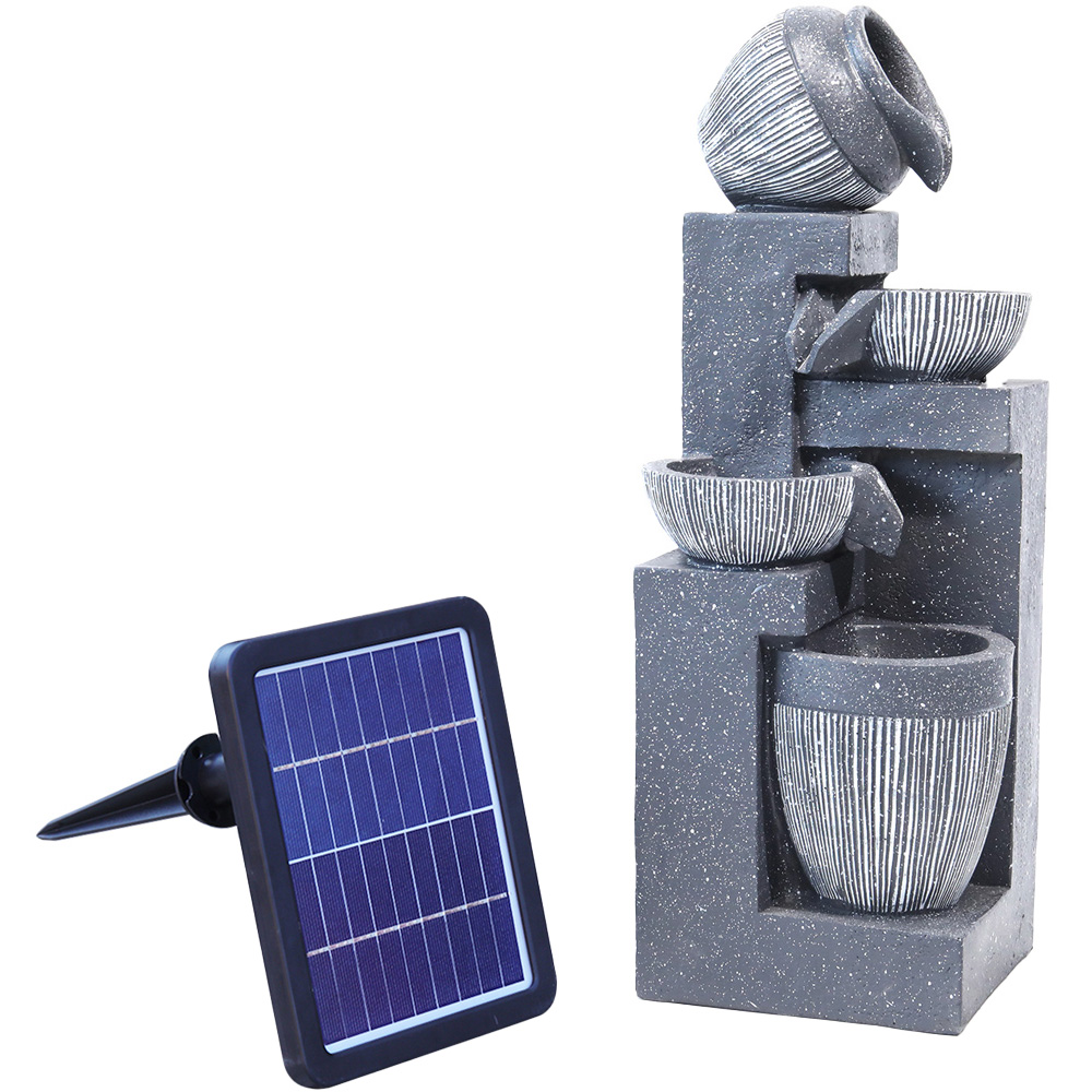 Living and Home Multi Tier Grey Rockery Fountain with LED Light Image 3