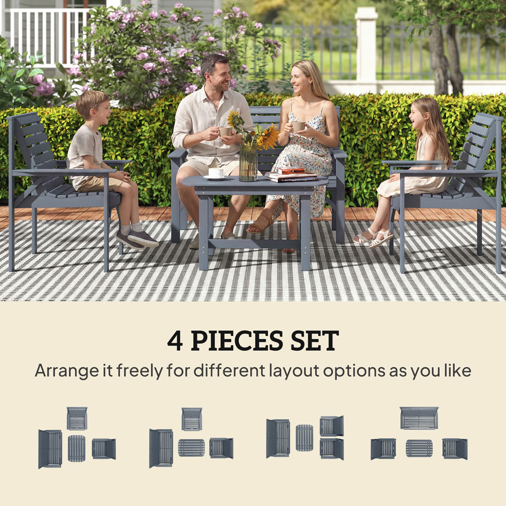 Outsunny 4 Seater Grey Garden Lounge Set Image 4