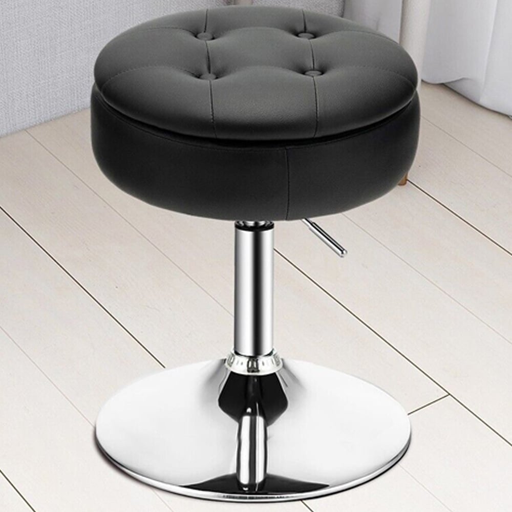 Costway Black Swivel Vanity Dressing Table Stool with Removable Tray Lid Image 1