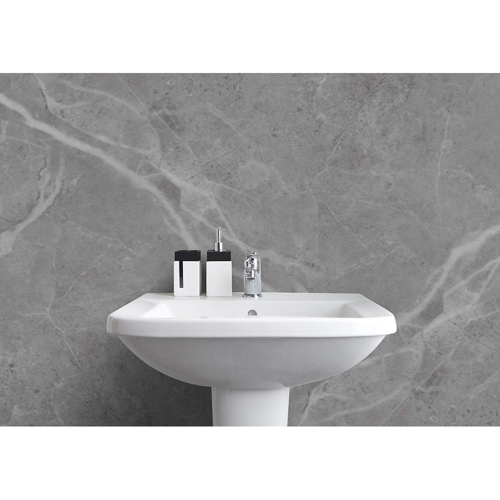 Proclad Aquabord PVC Calcutta Grigio Tongue and Groove Shower Panel with Edge Trim and Adhesive Image 3