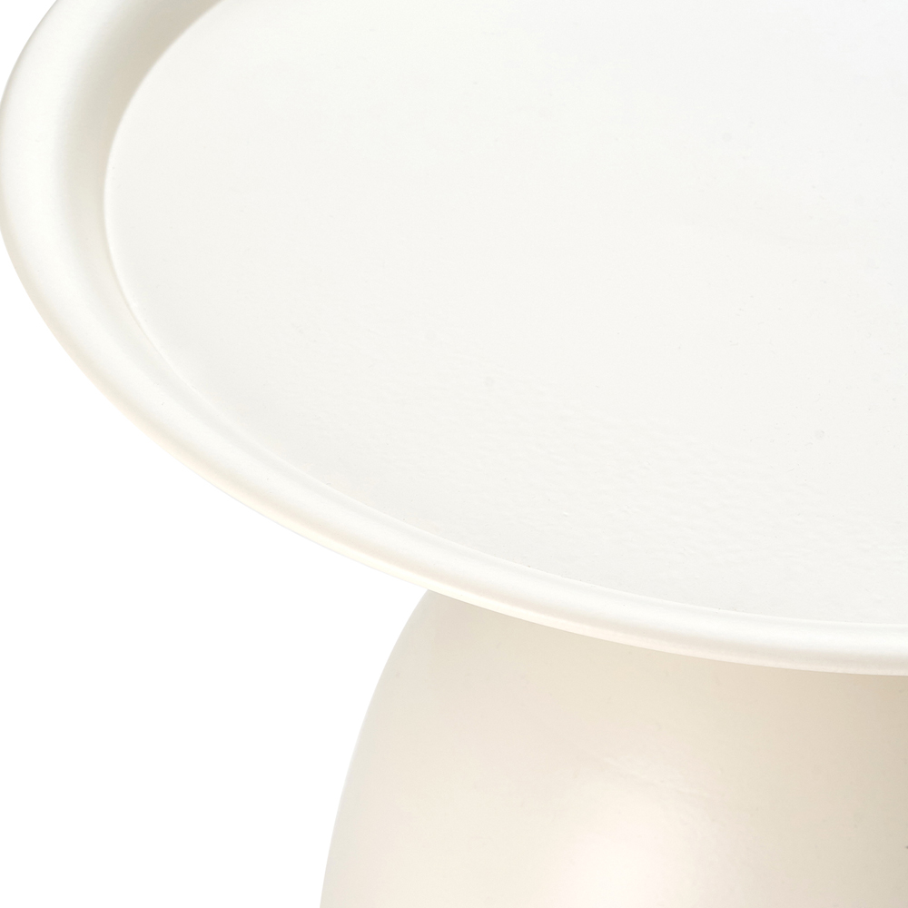 Living and Home Cream White Round Fluid Curved Base Side Table Image 4