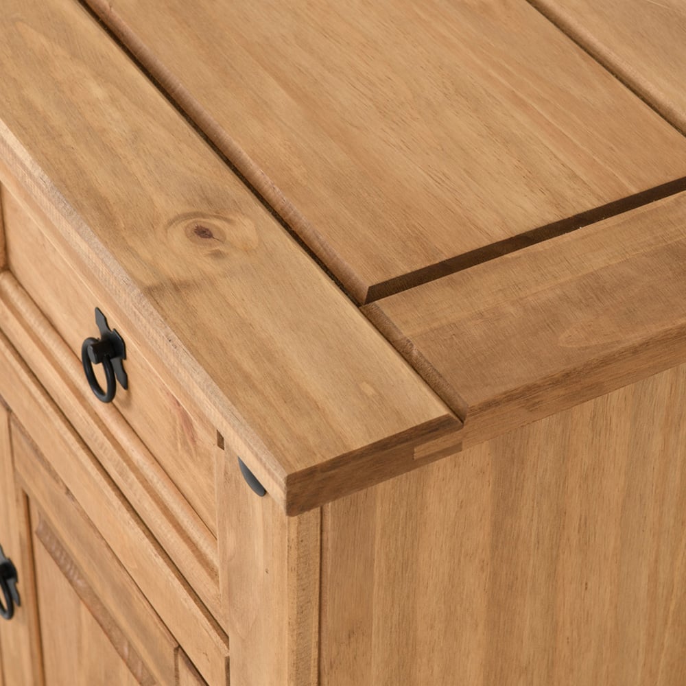 Seconique Corona Single Door Single Drawer Waxed Pine Bedside Table Image 6