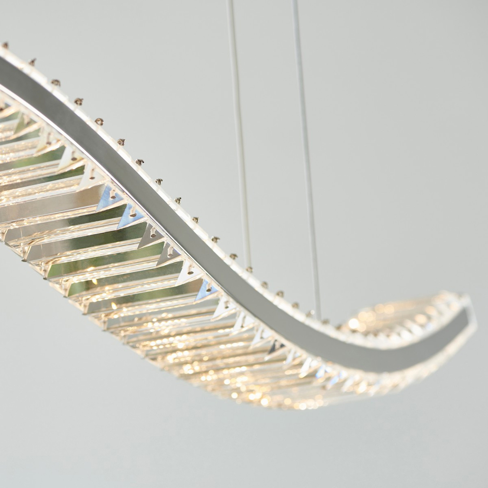 Merano Foggia Chrome Plate Crystal Pendant Ceiling Lamp Image 4