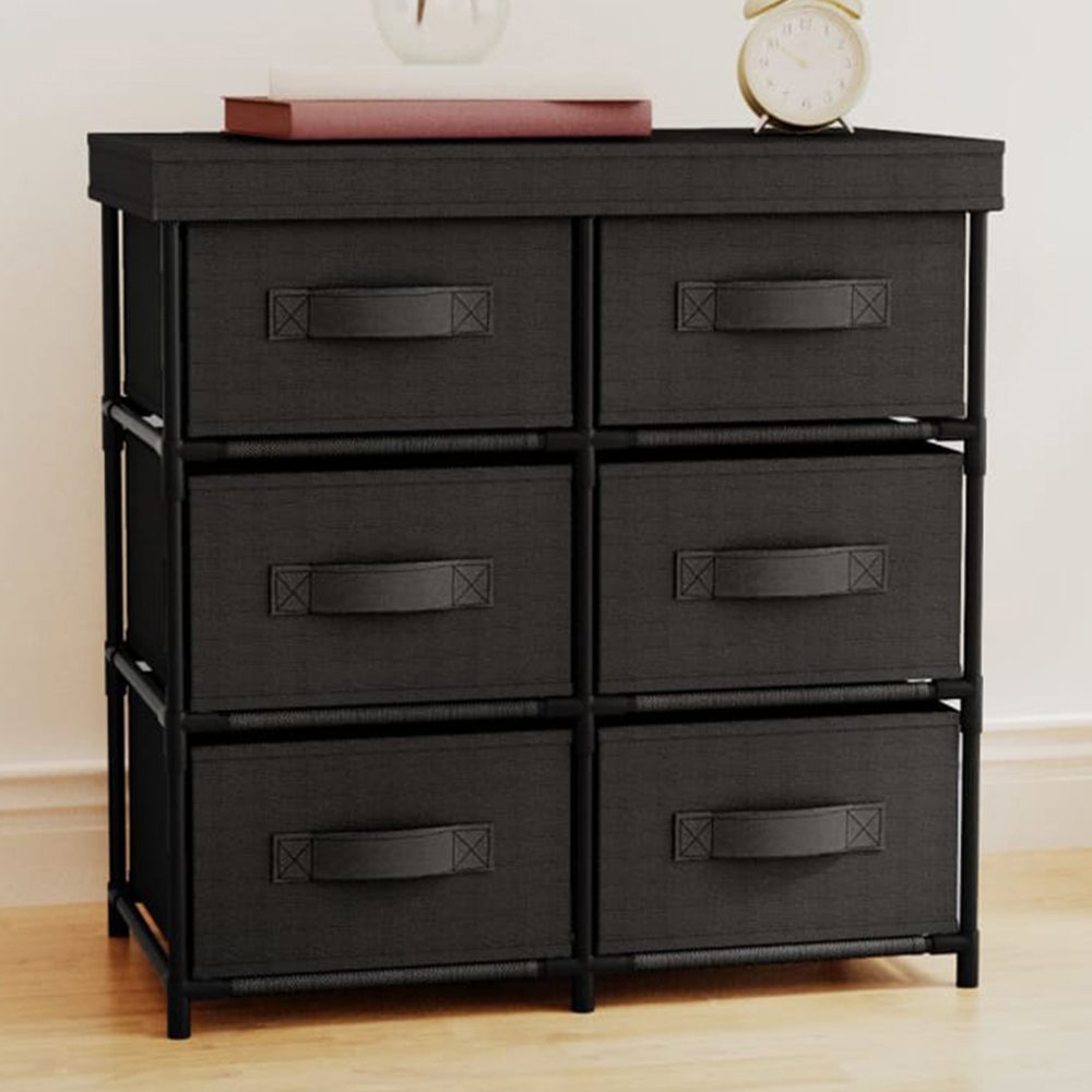 vidaXL 6 Fabric Basket Black Storage Cabinet Image 1