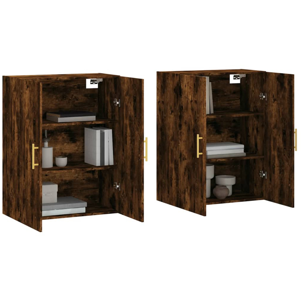 vidaXL 2 Door Smoked Oak Wall Mounted Cabinet 2 Pack Image 3