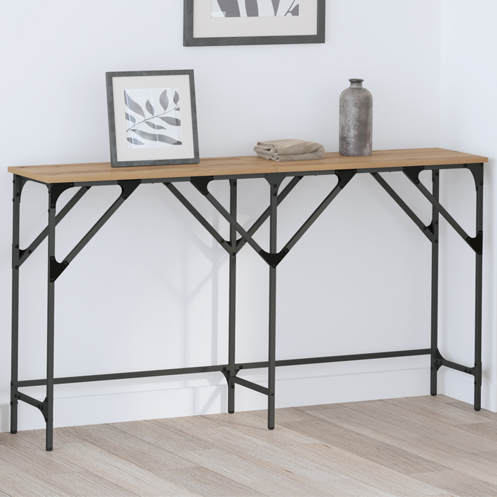 vidaXL Brown Industrial Style Console Table Image 1